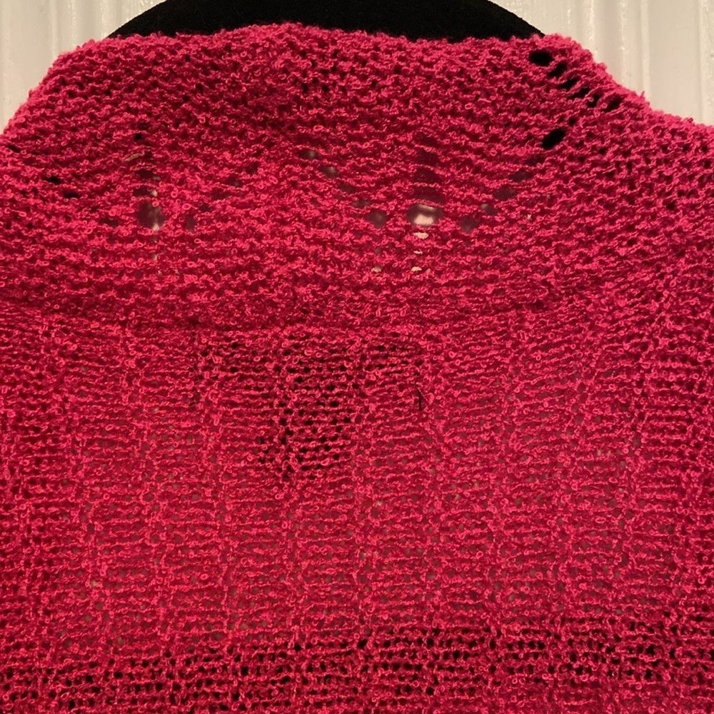 Nina Leonard Knit Long Cardigan Long Sleeve With Uneven Hem Bright Pink Size M - Picture 13 of 13